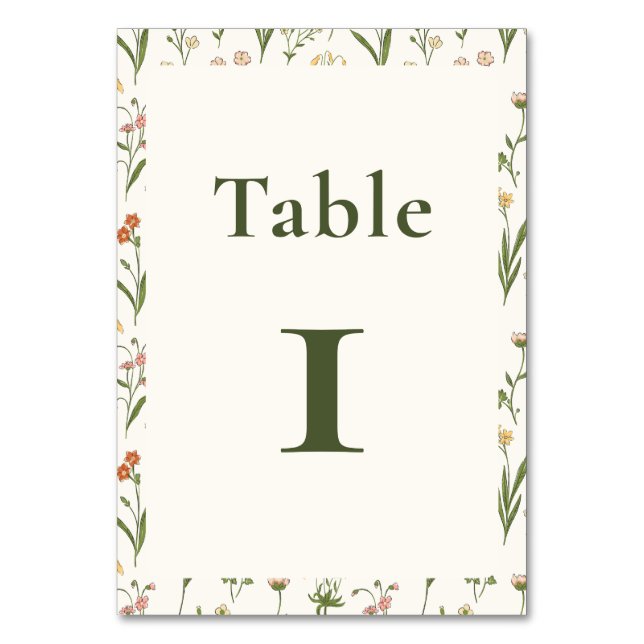 Numeração De Mesa Casamento de Flores Silvestres Rústicas Recepção F (Frente)