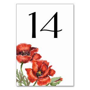 Numeração De Mesa Casamento de Flores Vermelhas Poppy