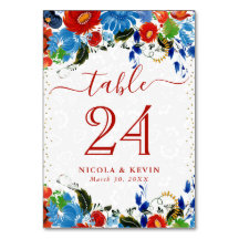 Casamento de Flores Vermelhos e Azuis com Cores