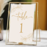 Numeração De Mesa Casamento de Folha de Leaf Dourada de Beige minima<br><div class="desc">Este é um Número de Tabela de Casamento de Folha de Folha Dourada de Cerca Minimalista!</div>