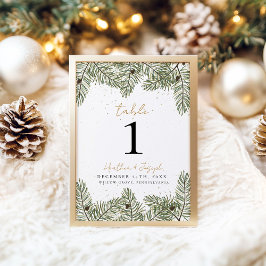 Numeração De Mesa Casamento de Folhagem de Natal Dourado e Pinus
