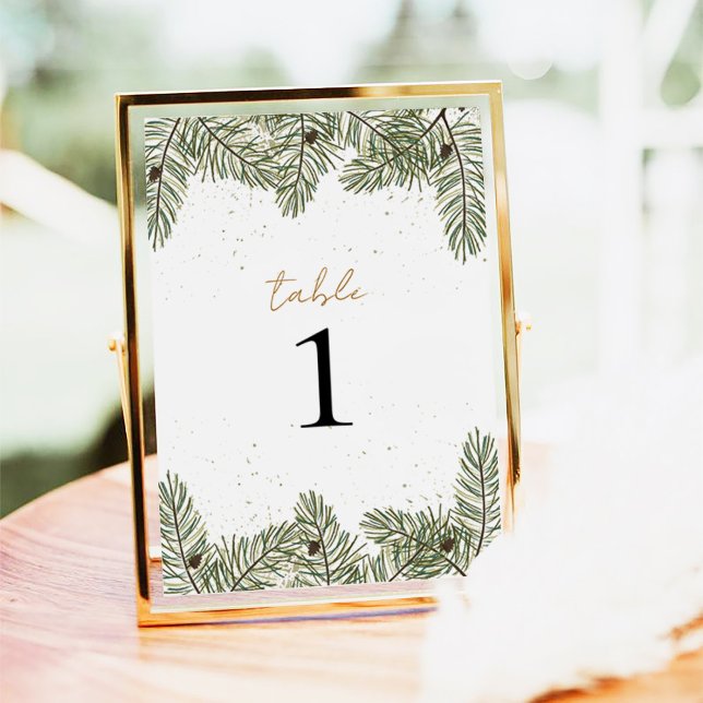 Numeração De Mesa Casamento de Folhagem de Natal Dourado e Pinus (Criador carregado)