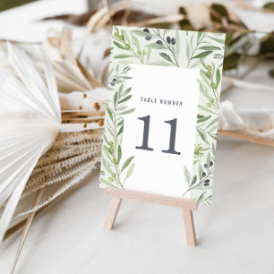 Numeração De Mesa Casamento de folhagem de oliveira moderna