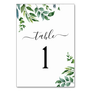 Numeração De Mesa Casamento de Folhagem de Verde Botânico