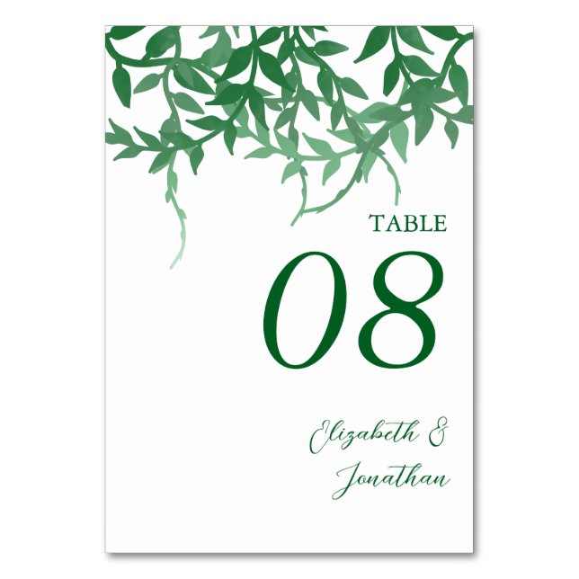 Numeração De Mesa Casamento de Folhas Botânicas Rusticas (Frente)