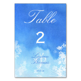 Numeração De Mesa Casamento de Folhas de Água Azul e Branca
