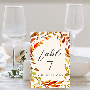 Numeração De Mesa Casamento de Folhas de Água Negrito Autumn