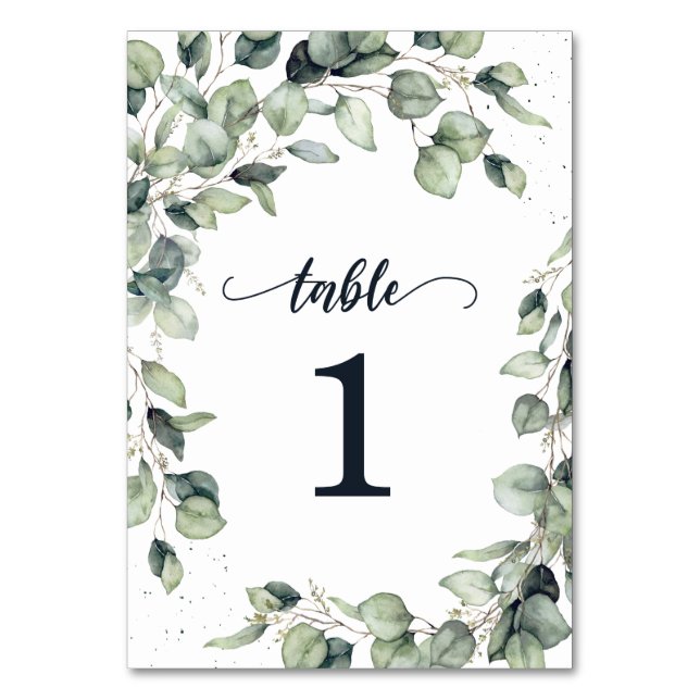 Numeração De Mesa Casamento de Folhas de Eucalipto (Frente)
