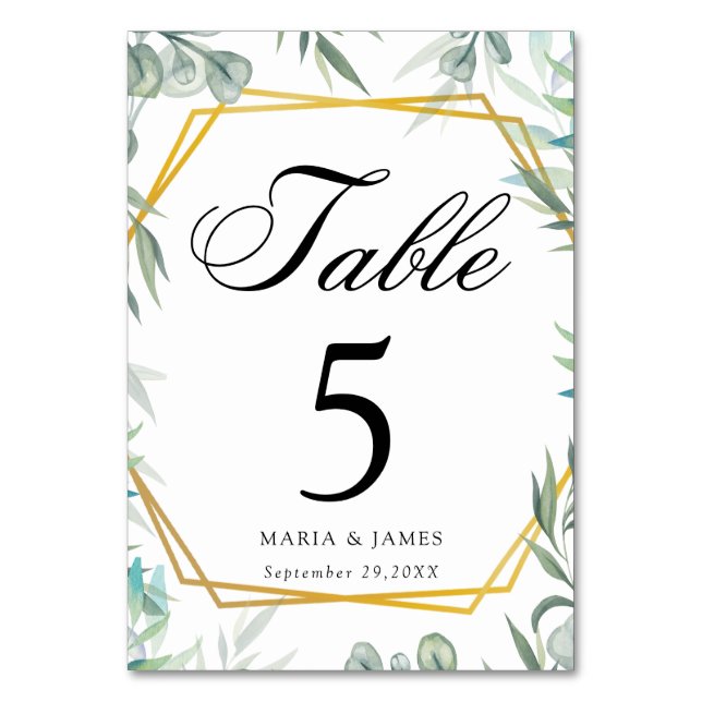 Numeração De Mesa Casamento de Folhas de Eucalipto (Frente)