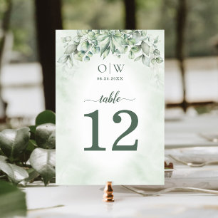 Numeração De Mesa Casamento de Folhas de Eucalipto Botânico