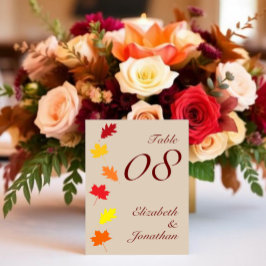 Numeração De Mesa Casamento de Folhas de Outono