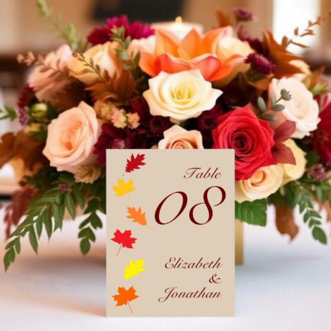 Numeração De Mesa Casamento de Folhas de Outono (Criador carregado)
