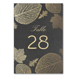 Numeração De Mesa Casamento de Folhas Douradas e de Chalkboard