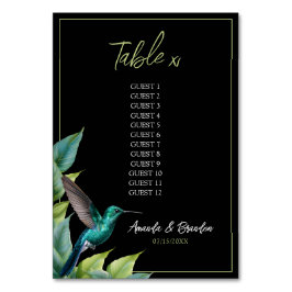 Numeração De Mesa Casamento de Folhas Tropicais Emerald Hummingbird