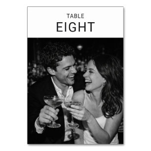 Numeração De Mesa Casamento de Foto Tipografia Preta Moderna Minimal