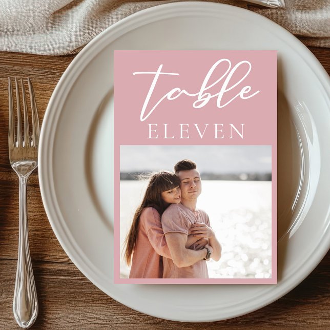 Numeração De Mesa Casamento de Fotografias com Casal Rosa Dusty Rosa (Criador carregado)