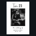 Numeração De Mesa Casamento de Fotografias com Script Branco Preto M<br><div class="desc">Cartão Mínimo de Número de Tabela de Casamento de Script Branco Preto,  personalize este produto com qualquer número de tabela que você precisar e sua imagem de escolha,  além de nomes e data de casamento. Este item faz parte de uma coleção com mais itens correspondentes.</div>