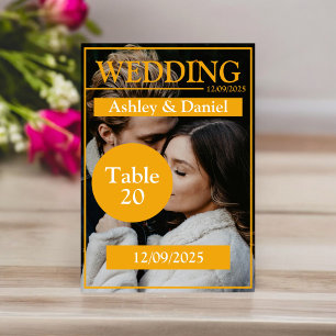 Numeração De Mesa Casamento de Fotografias Modernas Amarelas do Cobr
