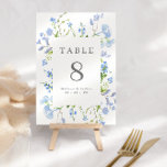 Numeração De Mesa Casamento de Frame Floral Azul-Elegante<br><div class="desc">Bonito números da mesa de casamento com um quadro retangular rodeado por flores claras azuis e verde-claro. Personalize com seus nomes e data de casamento.</div>