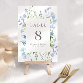 Numeração De Mesa Casamento de Frame Floral Azul-Elegante