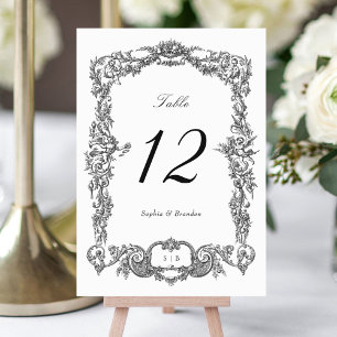 Numeração De Mesa Casamento de Frame Floral Barroco Elegante