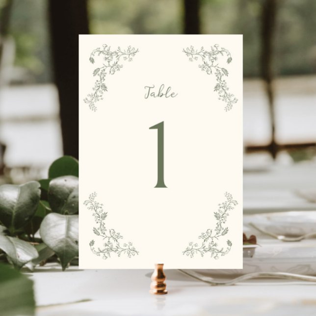 Numeração De Mesa Casamento de Frame Floral Rustic Sage Vintage (Criador carregado)