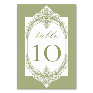 Numeração De Mesa Casamento de Frame Flourish Francês Verde