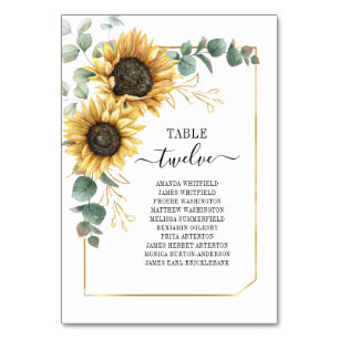 Numeração De Mesa Casamento de Frame Geométrico Dourado de Sunflower