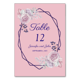 Numeração De Mesa Casamento de Frames Geométricos Roxos Pink Peonies