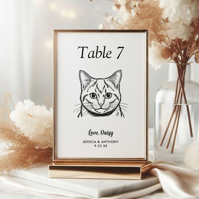 Numeração De Mesa Casamento de Gato Preto e Branco Simples  (Criador carregado)