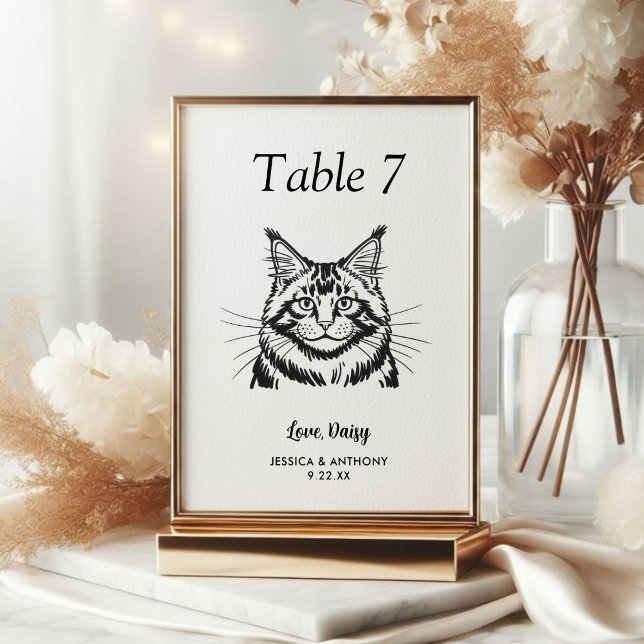 Numeração De Mesa Casamento de Gato Preto e Branco Simples  (Criador carregado)