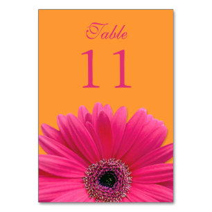 Numeração De Mesa Casamento de Gerbera Daisy Laranja-Rosa-Quente