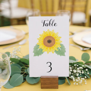 Numeração De Mesa Casamento de Girassol Aquarela Amarela