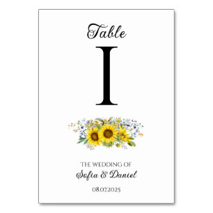 Numeração De Mesa Casamento de girassol azul de flor silvestre