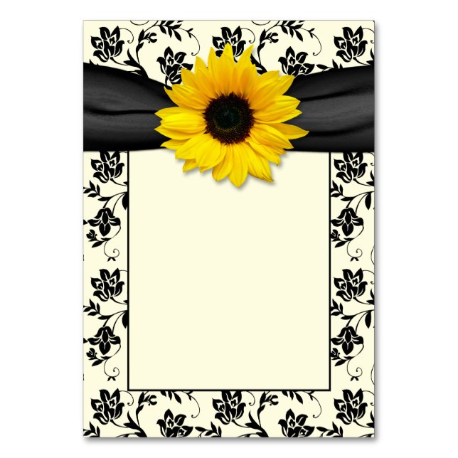 Numeração De Mesa Casamento de Girassol Negro Amarelo (Frente)