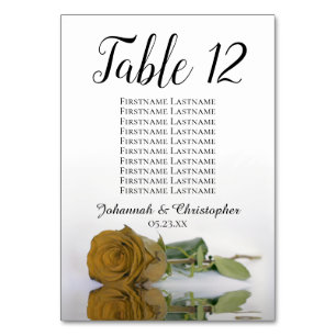 Numeração De Mesa Casamento de Gráfico de Rosa de Ochre, Ouro Elegan