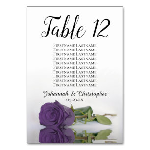 Numeração De Mesa Casamento de Gráfico de Rosa Roxo Ametist Elegante