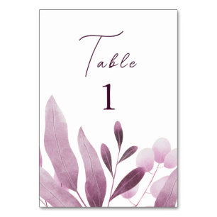Numeração De Mesa Casamento de Grandes Folhas da Floresta Burgundia