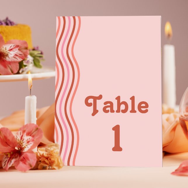 Numeração De Mesa Casamento de Groovy Disco Retron 70s Rosa (Criador carregado)