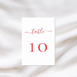 Numeração De Mesa Casamento de guião vermelho branco<br><div class="desc">Um fundo branco decorado. Texto vermelho. Personalize e adicione seus números de tabela. Adicione seus números um a um.</div>
