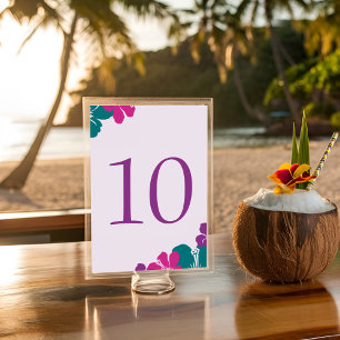 Numeração De Mesa Casamento de Hibiscus Rosa-Rosa-Rosa-Teal Tropical