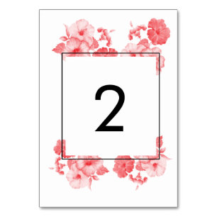 Numeração De Mesa Casamento de Hibiscus Watercolor Elegante
