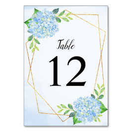Numeração De Mesa Casamento de Hydrangea Azul Geométrico Moderno