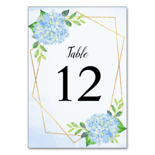 Numeração De Mesa Casamento de Hydrangea Azul Geométrico Moderno