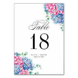Numeração De Mesa Casamento de Hydrangeas Azuis, Rosa-d-Água
