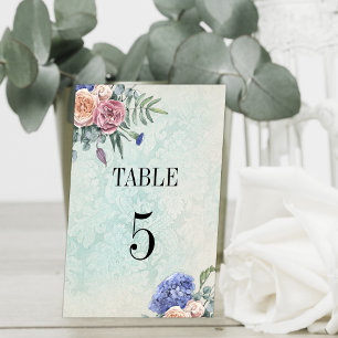 Numeração De Mesa Casamento de Hydrangeas Russo Floral Verde