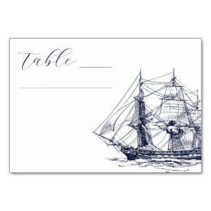 Numeração De Mesa Casamento de Ilustração Náutica Elegante