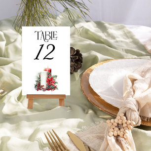 Numeração De Mesa Casamento de Inverno com Azevinho e Vela