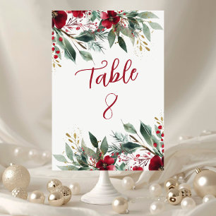 Numeração De Mesa Casamento de Inverno de Natal Vermelho Azevinho e