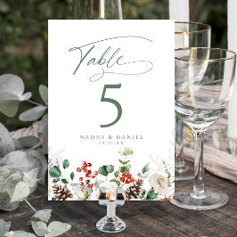Numeração De Mesa Casamento de Inverno Festivo Floral Elegante